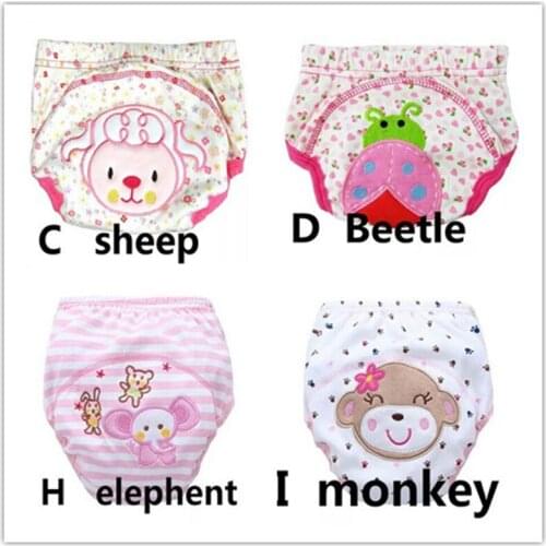 4Pcs Size 100 Baby Training Pants Cotton Reusable Baby Diapers Cloth Nappies Washable Diapers Bamboo Learning Pants 12--16kg