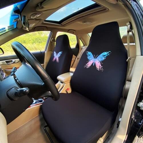 Universal Butterfly Print Car Front Seat Covers High Back Bucket Seat Cover Fit Most Cars, Trucks, SUVS, 2 PCS Auto Seat Covers