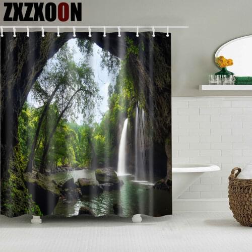 Tropical Green Plants Palm Leaf Trees Flower Bathroom Shower Curtains Set Waterproof Polyester Bath Curtain with Hooks