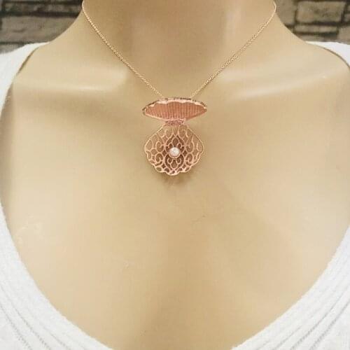 Pearl Oyster 925 Sterling Silver Necklace Women Girls Gift Jewelry Accessories Fashion Handmade Elegant Chain