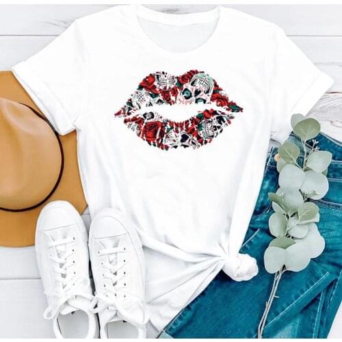 Women Clothing Cartoon Floral Skull 2021 90s Summer Fashion Short Sleeve Clothes Print Tshirt Female Tee Top Graphic T-shirt