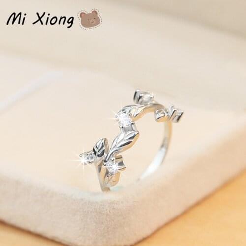 Mi Xiong 925 Sterling Silver Womens Rings Original Design Leaf Unique Shape Diamond Elegant Wedding Charm Brand Luxury Jewelry