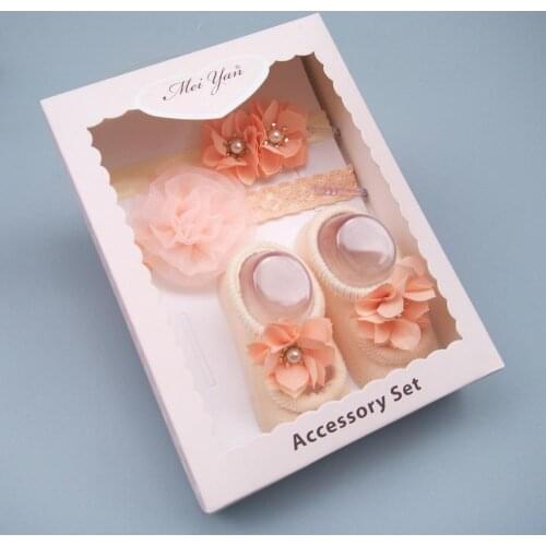 1 Set Newborn Baby Girls Baby Sweet Hair Band+Non-slip Soft Cotton Socks Children Headband For Hair Accessories Birthday Gift