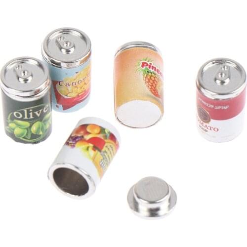 5PCs/set Dollhouse Jam Fruit Can Miniature Toy Doll Food Kitchen Living Room Accessories Kids Gift Pretend Play Toys