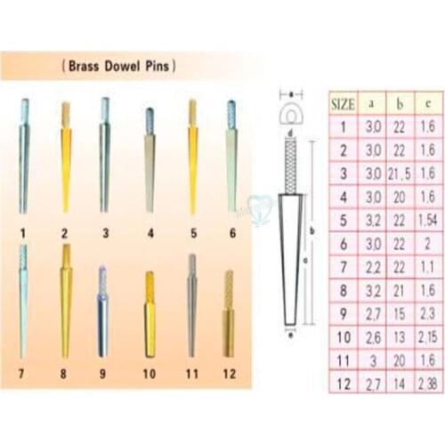 1000PCS DENTAL LAB BRASS DOWEL STICK PIN #2,#7,#9,#12