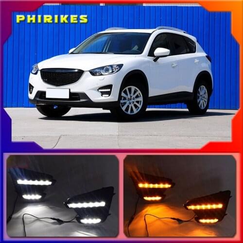 2pcs For Mazda CX-5 CX5 2013 2014 2015 2016,Yellow Signal Function Waterproof Car DRL 12V LED Daytime Running Light Daylight