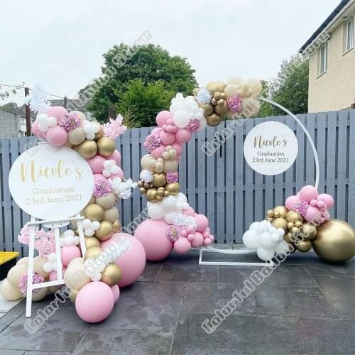 203pcs Double Cream Peach Wedding Birthday Party Background Baby Shower White Maca Pink Gold Holidays Dinner Balloon Garland