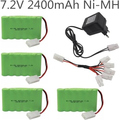 7.2v 2400mah AA NI-MH Battery Tamiya with charger High capacity electric toy battery Remote car ship robot rechargeable 7.2 v
