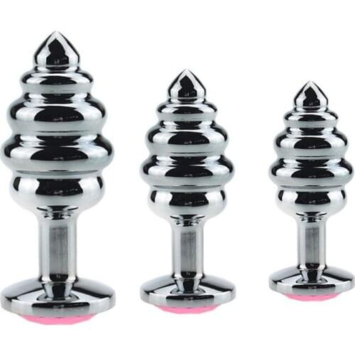 3PCS/lot Spiral Metal Anal Butt Plug Erotic Toys Jewelry Mini Anal Dildo Stimulator Sex Toy for Men and Women Gay Sex Products