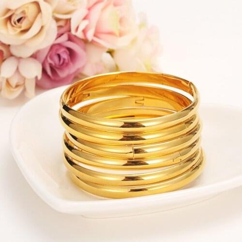 Bangrui 6 Pieces/Lot Wholesale African Bangle Ethiopian Gold Color Bracelets The Style of Middle East Dubai Wedding Gift