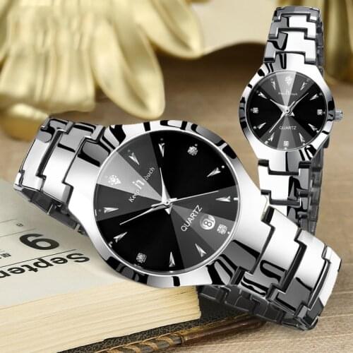 Montre Couple Watch Luxury Stainless Steel Waterproof Pair Watch Lovers Date Quartz Wrist Watch For Couples Gifts Drop Shipping