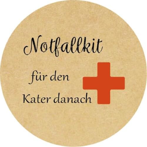 DouxArt 100pcs Notfallkit fuer den Kater danach Stickers, 40MM Wedding Party Celebration Handmade Gift Labels Seals Q008