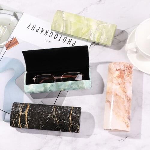 Portable Candy Colors Marbled Striped Magnet Glasses Case Eyewear Protector Box Travel Glasses Container Eyewear Accessories