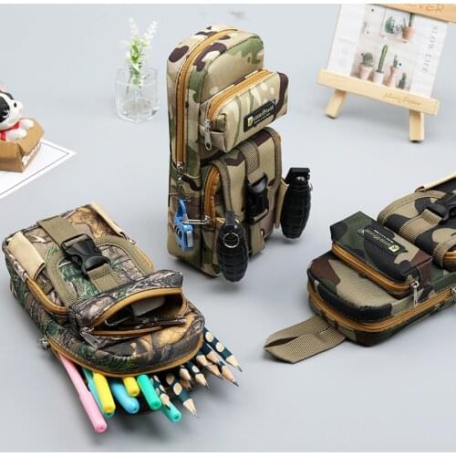Creative Special Forces Camouflage Canvas Boy Pencil Case , School Pen Case Supplies Pencil Bag Pencils Pouch Stationery