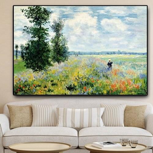 Poppies at Argenteui Claude Monet Impression Oil Painting on Canvas Posters and Prints on the wall Wall Picture for Living Room