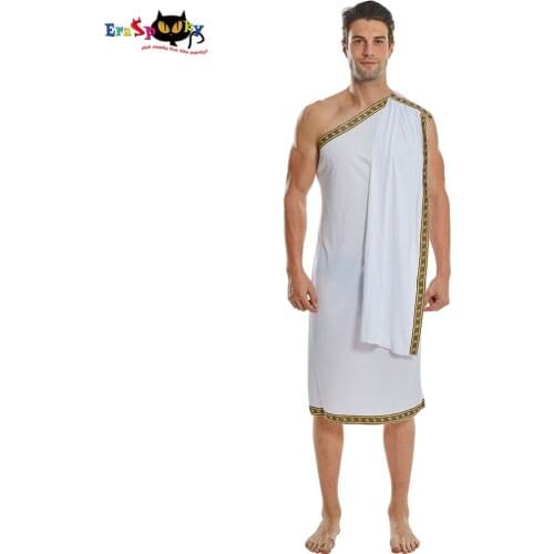 Eraspooky Ancient Rome Caesar Costume For Men Greek Warriors Robe Adult Halloween Cosplay Historical Fancy Dress