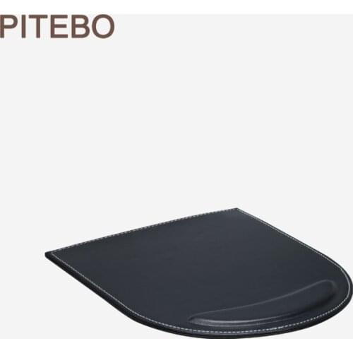 PITEBO Mouse Pad High Quality Luxury Leather Waterproof Non Slip For Office Business With Wrist Rest Built In Silicone Mouse Pad