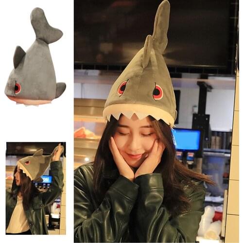 1pc Cute Funny Shark Hat Plush Toy Moving Electric Music Hat Animal Hat Creative Birthday Gift Costume Novelty Hat For Children