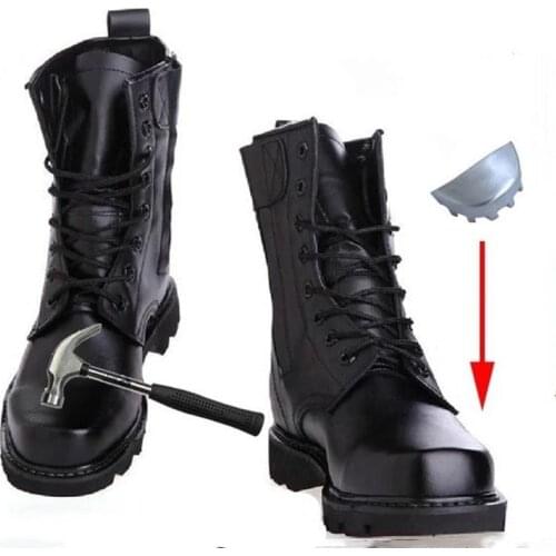 Men PU Leather Army Boots Mens Steel-Toed Safety Boots Spring Boots High-top Steel Bottom Military Boots