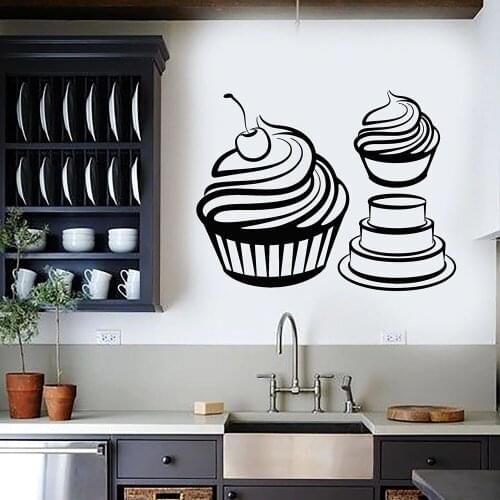 Wall Decal Confectionery Muffin Cupcake Dessert Cream Bakehouse Kitchen Home Decor Refrigerator Vinyl Window Stickers Mural Q317