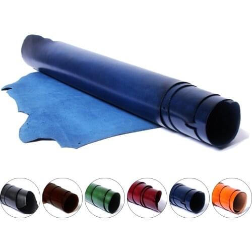 Natural skin cow leather vegetable tanned leather first layer DIY material good quality many size color blue