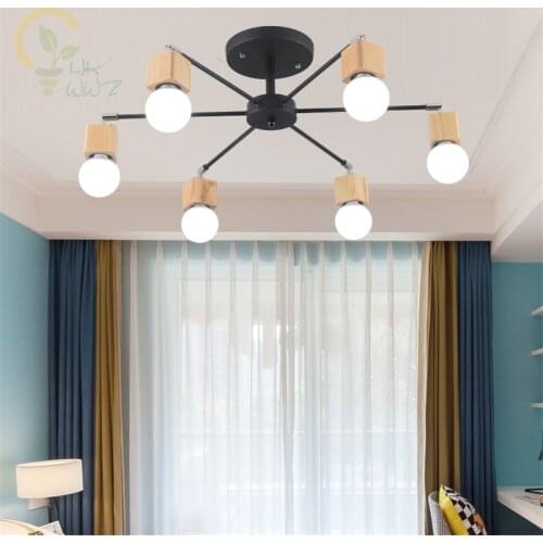 Nordic LED Retro Wood Ceiling Lights Adjustable Vintage Ceiling Lamps Plafondlamp Lustres for Living room Home Lighting Fixtures
