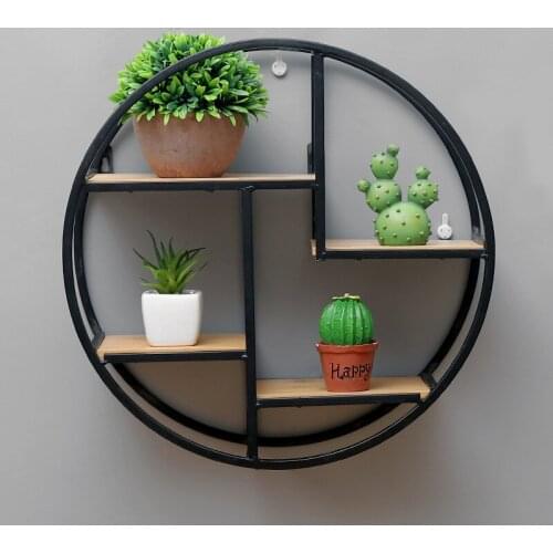 Nordic simple creative iron wall shelf home living room bedroom wall storage shelf wholesale