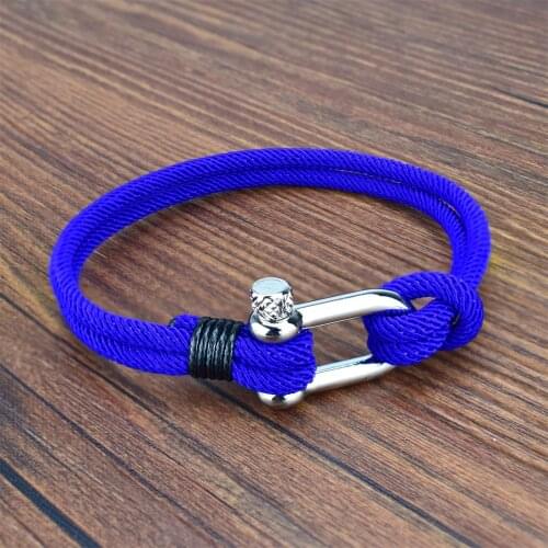 New Men U Shape Survival Bracelet Outdoor Camping Rescue Emergency Rope Bracelet for Women Black Stainless Steel Sport Buckle
