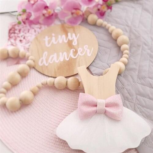 Nordic Lovely Wooden Bowknot Dress Home Decoration Accessories Kids Room Nursery Photo Props Home Decor Figurine