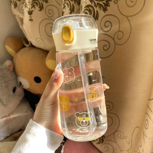 High-value Straw Cup for Boys and Girls Portable Children Simple and Fresh Mori Large-capacity Sports Plastic Water Cup