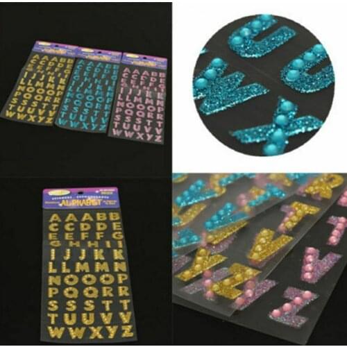 Sticker Self-adhesive Word Pattern Rhinestone Alphabet Letter Decal Cartoon Reward Crystal Stickers Earrings Kids Funny Toy
