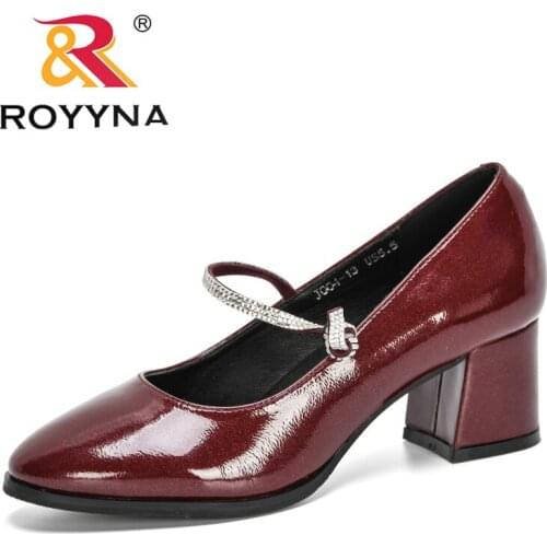 ROYYNA 2020 New Designers Pointed Toe Pumps Women Patent Leather High Heels Boat Shoes Ladies Wedding Shoes Zapatos Mujer Trendy