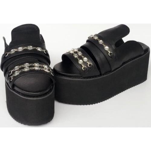 Princess sweet lolita shoes Summer thick bottom sandals customized high shoes metal decoration comfortable sandals an7525