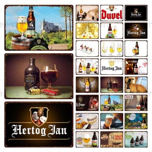 Vintage Poster Metal Tin Sign Hertog Jan Tripel & Duvel Beer Decoration For Bar Pub Tin Painting Wall Decoration Creative Art
