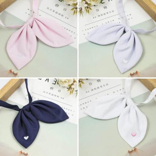 Embroidered Half Rabbit Ears Bow Tie Female JK Student Uniform Fresh Anime Bow Tie Bow Accessories Gadget white shirts woman
