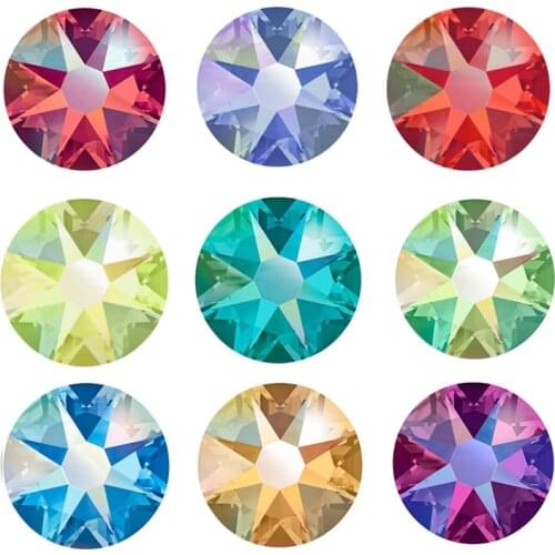 YANRUO 2088HF 8Big 8 Small Sw Element AB Hot Fix Crystlal AB Iron On Shiny Stones Hotfix Rhinestones Strass For Wedding Dress