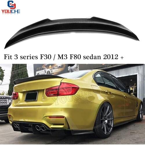 Rear Genuine Carbon Fiber Trunk Spoiler For BMW 2012 - 2018 3 Series F30 & 2015 - 2020 M3F80 PSM Style