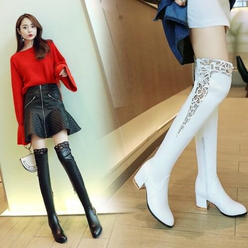 2019 New Shoes Women Boots Black Over the Knee Boots Sexy Female Autumn Winter lady Thigh High Boots 2020 New 34-43