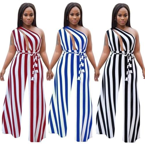 S-XXL Women Casual Jumpsuit, Formal Wide Leg Romper Sleeveless Loose Outfit One PieceLace-up striped jumpsuit
