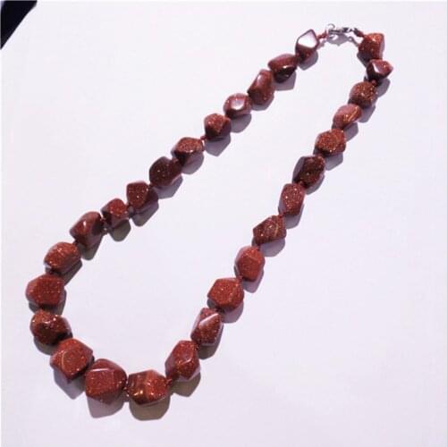 1 Strand/28Pcs 18x15x12mm-14x12x11mm Brown Gold Sand Stone Irregular Pendant Necklace DIY Jewelry Necklace Length 210mm S1032