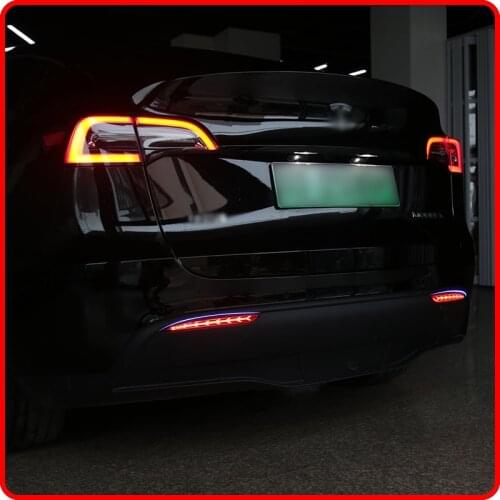 Reflector Style/Fishbone Style Rear Bumper Red LED Turn Signal ABS Tail Lights for Tesla Model Y 2016-2021 1 Pair