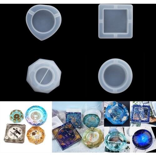 1Pcs UV Epoxy Resin Dried Flower Container Mould Ashtray Silicone Mold For DIY Casting Crafts Home Decoration Accessories Tool