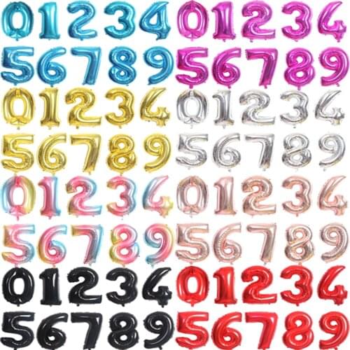 16/32/40 inch Big Size Rose Gold Sliver digital number Figure Foil balloons kids Adult Birthday Party Decoration Supplies Ballon