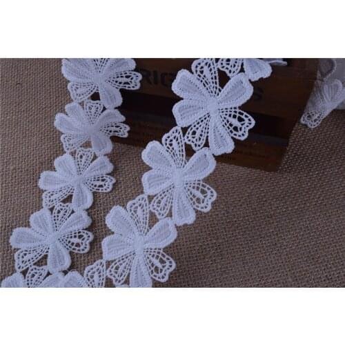 28yards GOOD QUALITY white color soft Milk Silk flower Lace Fabric Wedding Trim Size :6.2cm