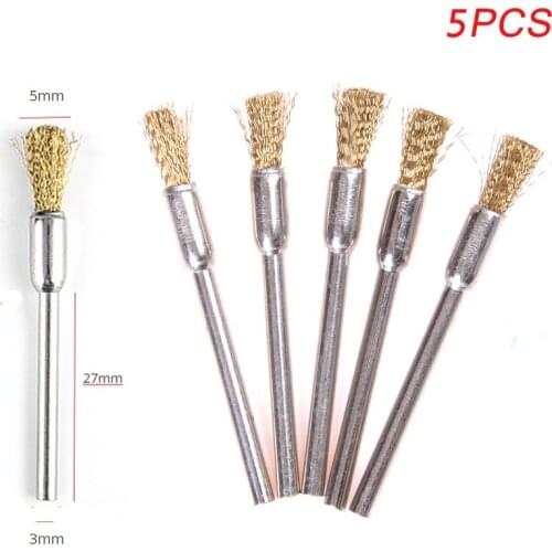 5PCS 3*5mm Mini Copper Wire Brushes With Handle Electric Polishing Tool Brushes