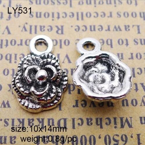 50pcs Charms Rose 10*14mm Antique Charms Pendant Fit,Vintage Tibetan Silver,DIY For Bracelet Necklace