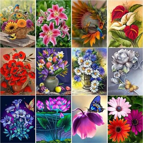 5D DIY Diamond Painting Fresh Flowers Diamond Embroidery Flower Basket Cross Stitch Full Square Round Drill Home Decor Art Gift