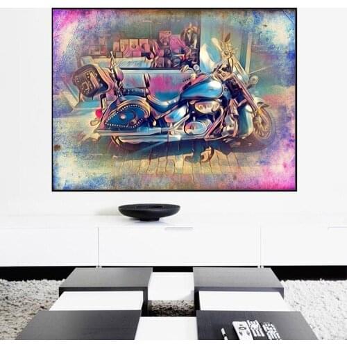 Abstract Canvas Print Motorcycle Watercolor Painting for Living Room Decoration Home Decor Paintings Modular Interior Cuadros