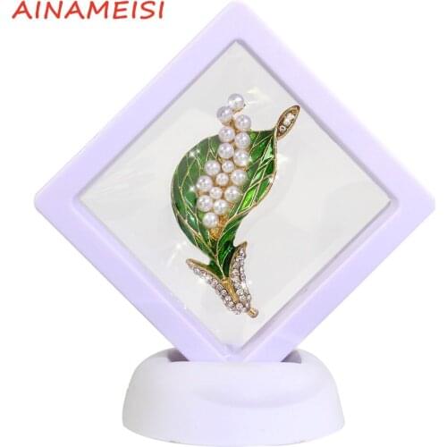 AINAMEISI Boxed New Products Pearl Calla Lily Brooch Korea Fashion Enamel Scarf Button Ladies Alloy Plant Brooch Accessories
