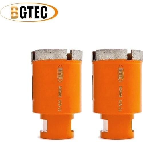 BGTEC 2pcs Diameter 40mm Diamond Welded Drilling Core Bits (Wet) 5/8-11 thread for drilling granite and marbel hole saw